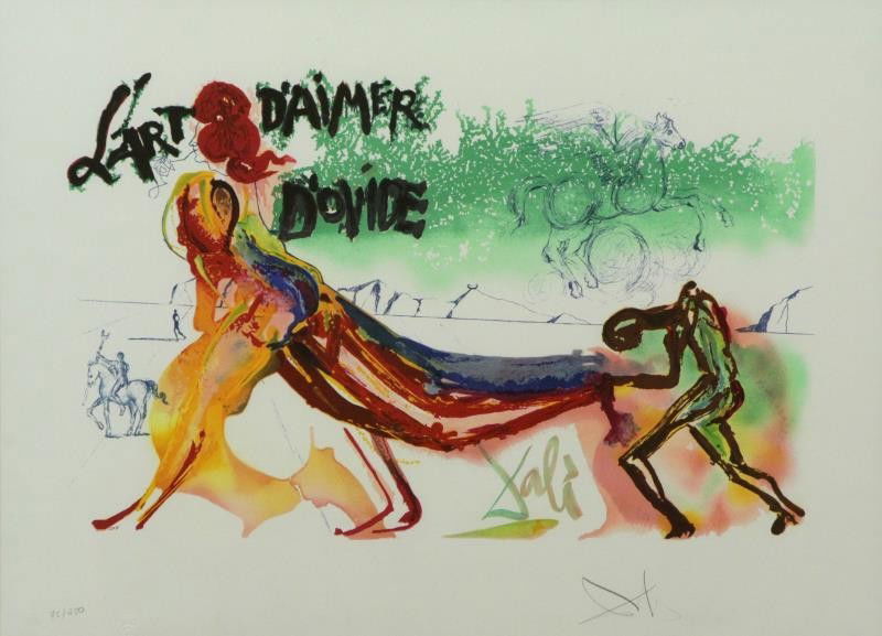 DALI, Salvador. Color Lithograph. "l'Art d'Aimer (1 of 3)