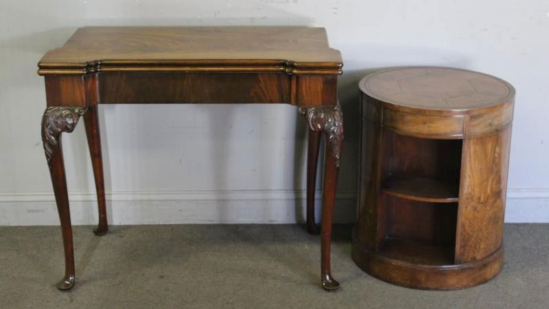 Mahogany Flip Top Table with a Leathertop Drum (1 of 5)