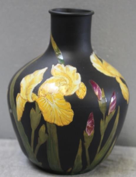 Wedgwood Iris Kenlock Ware Vase, England, Late: 19th Century. Signed and embossed on the base. From a New Rochelle, NY estate. Dimensions: 5.5" h x 4.25" w approx. Condition: good.