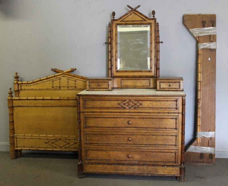 19 Cent American Maple & Bamboo Form Marbletop (1 of 9)