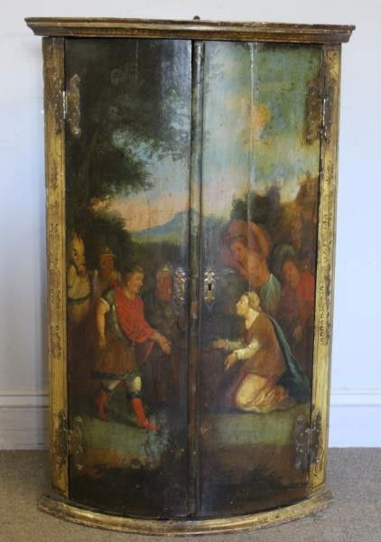 Antique Finely Painted 2 Door Corner Cabinet (1 of 6)