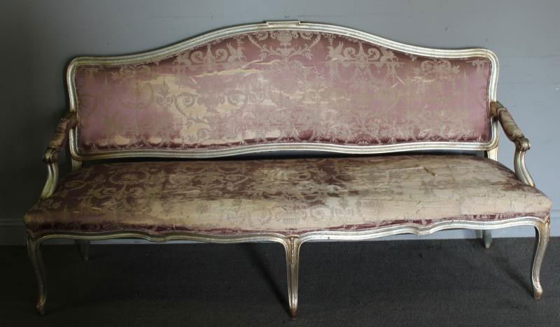 Very Decorative Silver Gilt Upholstered Settee. (1 of 5)