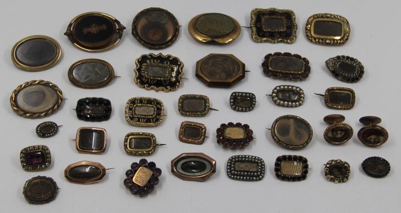 JEWELRY. Grouping of Victorian Mourning Jewelry. (1 of 9)