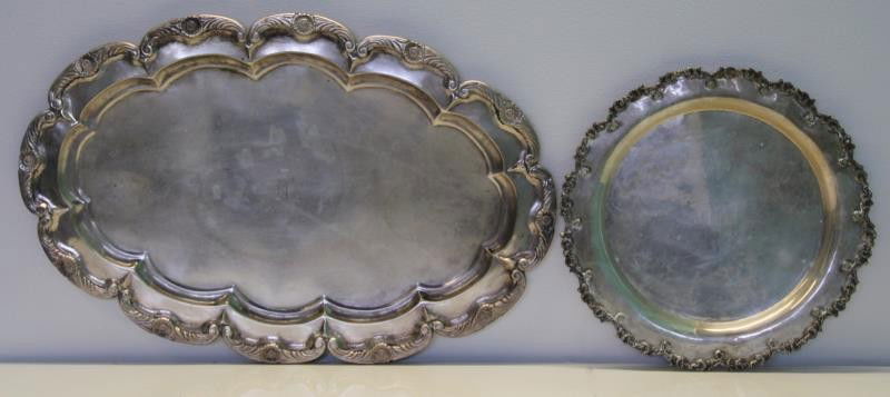 SILVER. Two .900 Silver Trays. (1 of 8)
