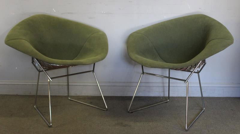 Pair of Harry Bertoia; Knoll Diamond Chairs. (1 of 7)