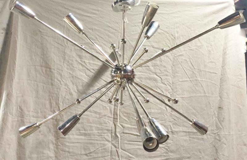 Large Chrome Sputnik Style Chandelier. (1 of 2)
