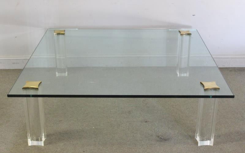 Quality Midcentury Lucite and Brass Coffee Table. (1 of 5)
