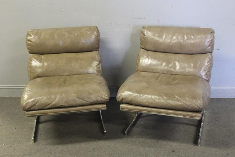 Pair of Kipp Stewart Leather Lounge Chairs. (1 of 4)