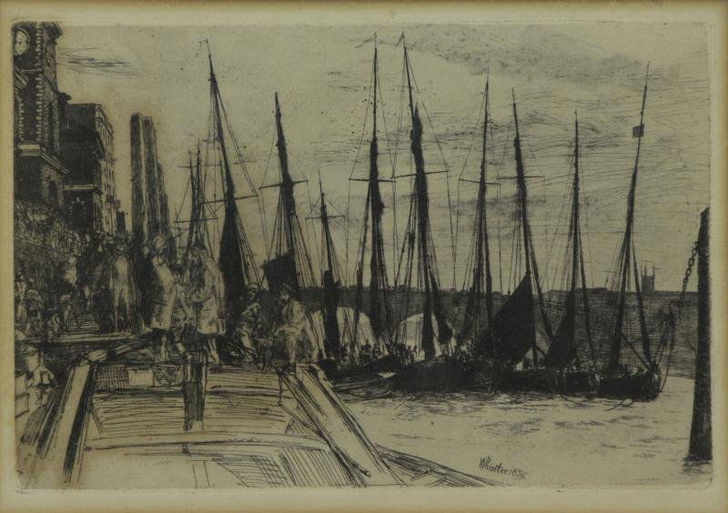 WHISTLER, James McNeill. Etching "Billingsgate". (1 of 6)