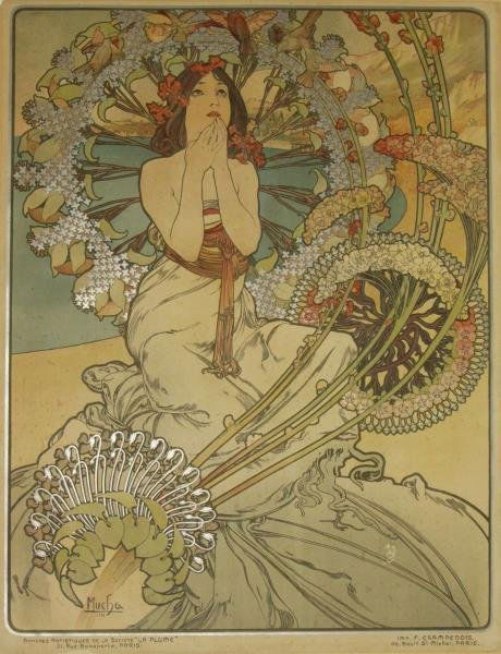 MUCHA, Alphonse. Color Lithograph, 1897. (1 of 9)