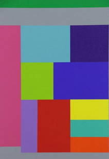 DUBREUIL, Jean Francois. Acrylic / Canvas "QIQ4/4": Signed verso. Gallery K, Washington, DC label verso. Jean Francois Dubreuil (French, b.1946). From a Brooklyn, NY home. Dimensions: 18.5" high x 12.5" wide. Condition: Very good.