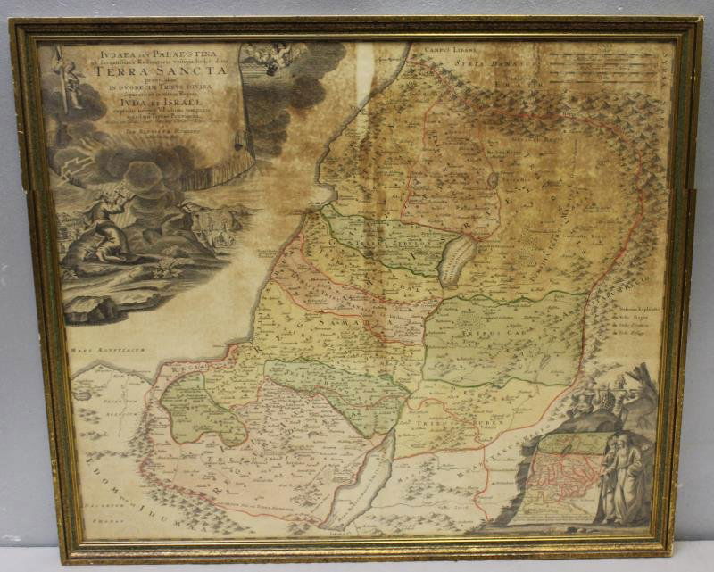 Antique Framed Map of Israel, C. 1748. (1 of 8)
