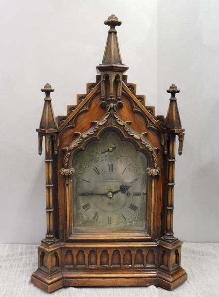 Victorian Gothic Revival Oak Bracket Clock By J.W. (1 of 9)