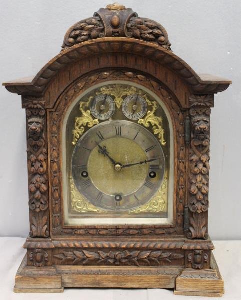 Peerles Signed Bracket Clock In Finely Carved Case (1 of 6)