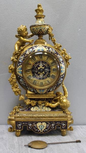 Fine Quality Dore Bronze And Champleve Clock With (1 of 9)