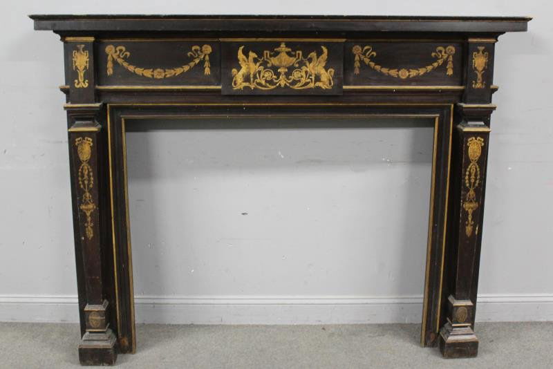 Paint Decorated Antique Fire Mantel . (1 of 3)
