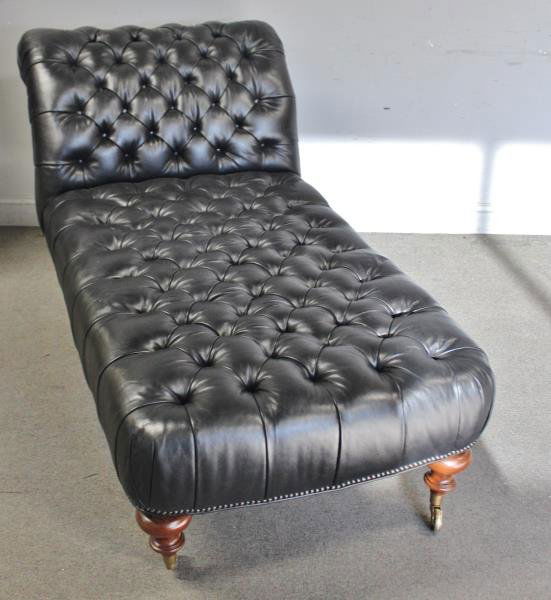Chesterfield leather chaise 2025 lounge