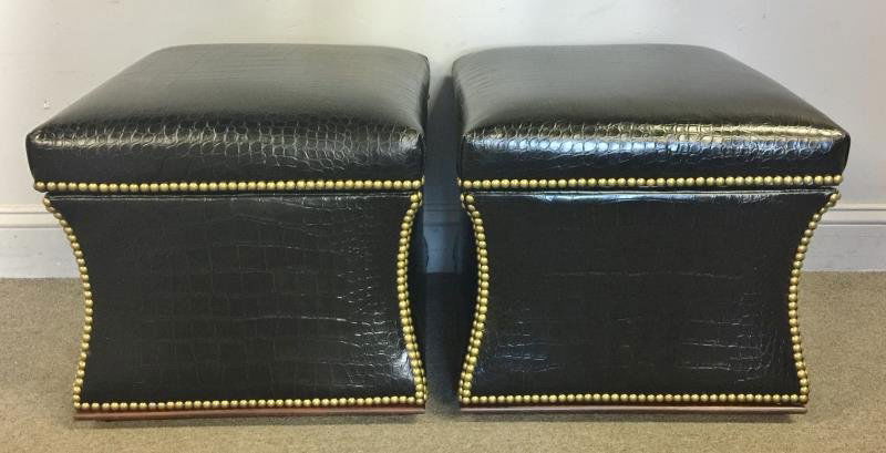 Pair of Ralph Lauren Faux Crocodile Leather Cubes. (1 of 4)