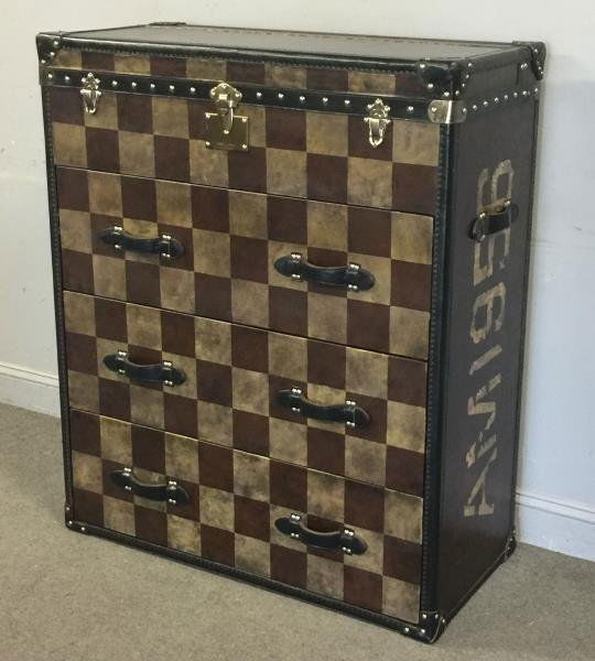 Andrew Martin Checkered Trunk Form Chest. (1 of 6)