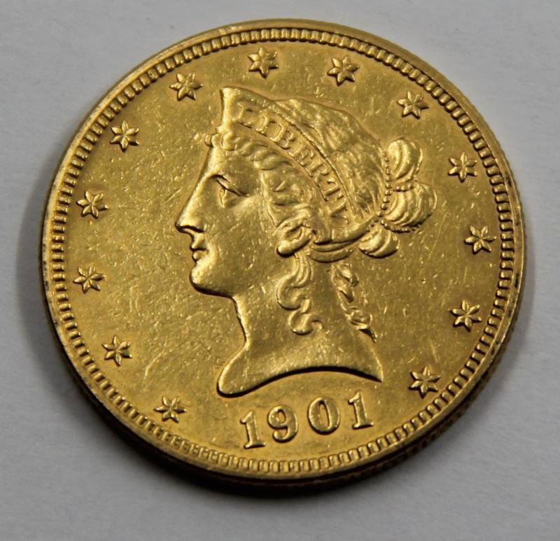 GOLD. 1901 Liberty $10 Dollar US Gold Coin. (1 of 2)