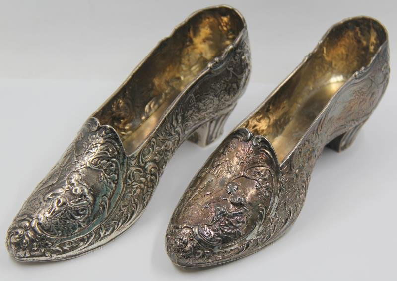 SILVER. Pair of Antique English Silver Shoes. (1 of 7)