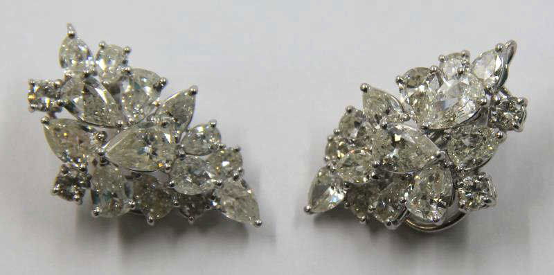JEWELRY. Platinum and Diamond Ear Clips. (1 of 5)