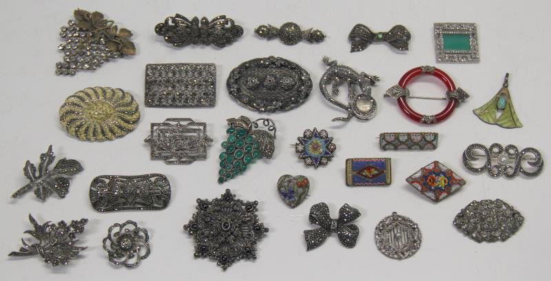 JEWELRY. Large Grouping of Marcasite and Micro (1 of 8)