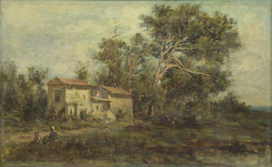 CLAVERIE, Jules J. Oil on Canvas. Pastoral Scene.: Signed lower left. Inscribed and dated 1880 verso. PSD Fine Arts Corporation Inc. label affixed verso. Jules Justin Claverie (French, 1859 - 1932). From the estate of New York gallerist. Dimensions: 1