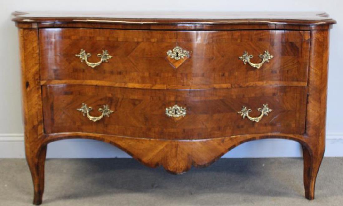 18 Century Continental Walnut 2 Drawrer Comode .: Great looking commode with deep drawers, nice patina and banding. From a Rockland, NY estate. Dimensions: 63" w x 29" d x 31" h