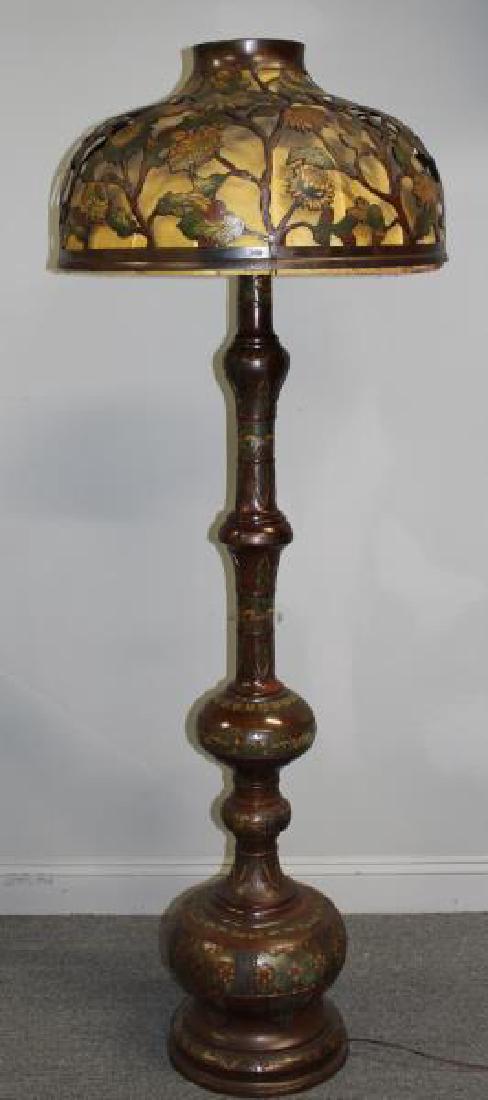 Antique Asian Cloisonne Floor Lamp And Shade