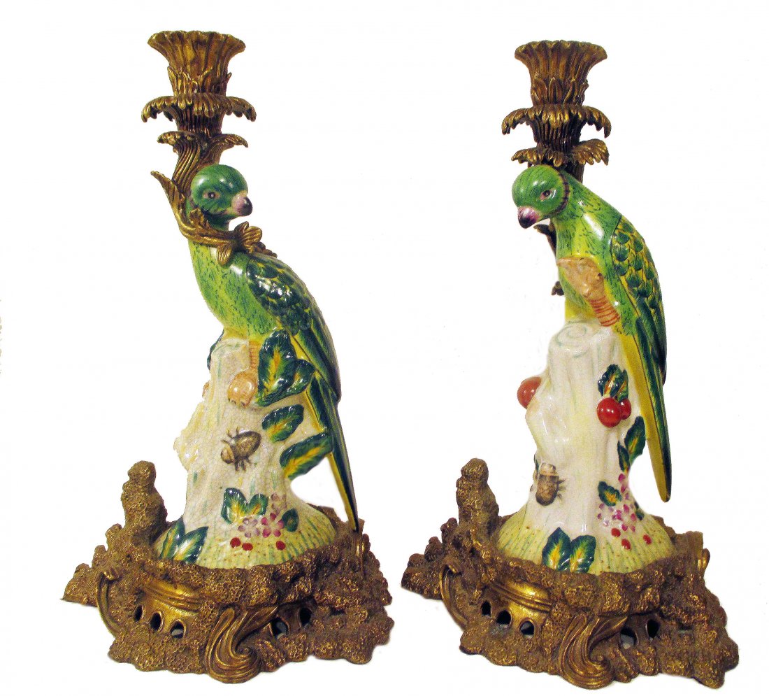 Pair of Ormolu Export Porcelain Parrots (1 of 5)