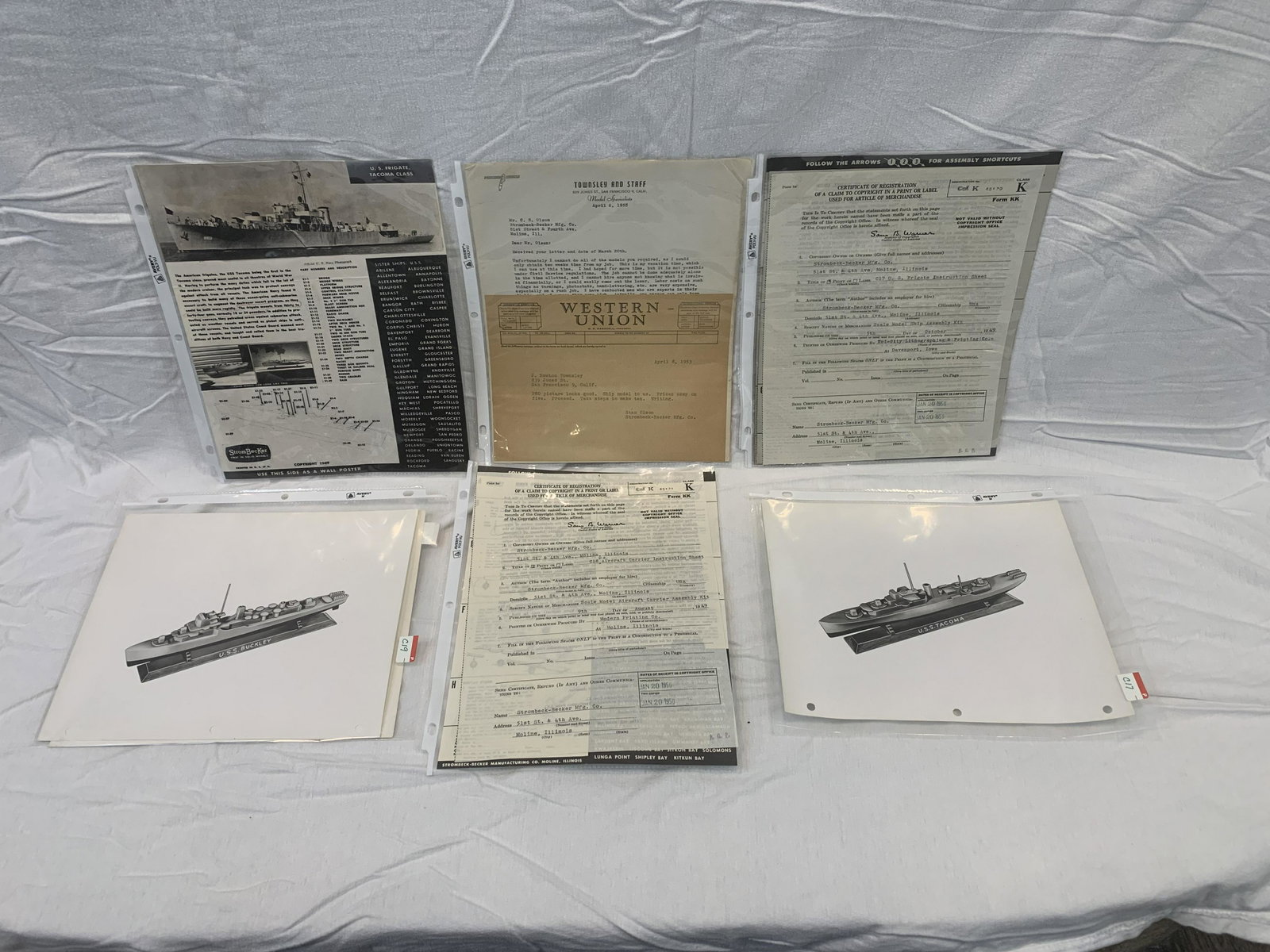 copyrights, correspondance and pictures of model ships: lot may include photographs, patents, trademark, copyright, original artwork and correspondance for original toys from factory