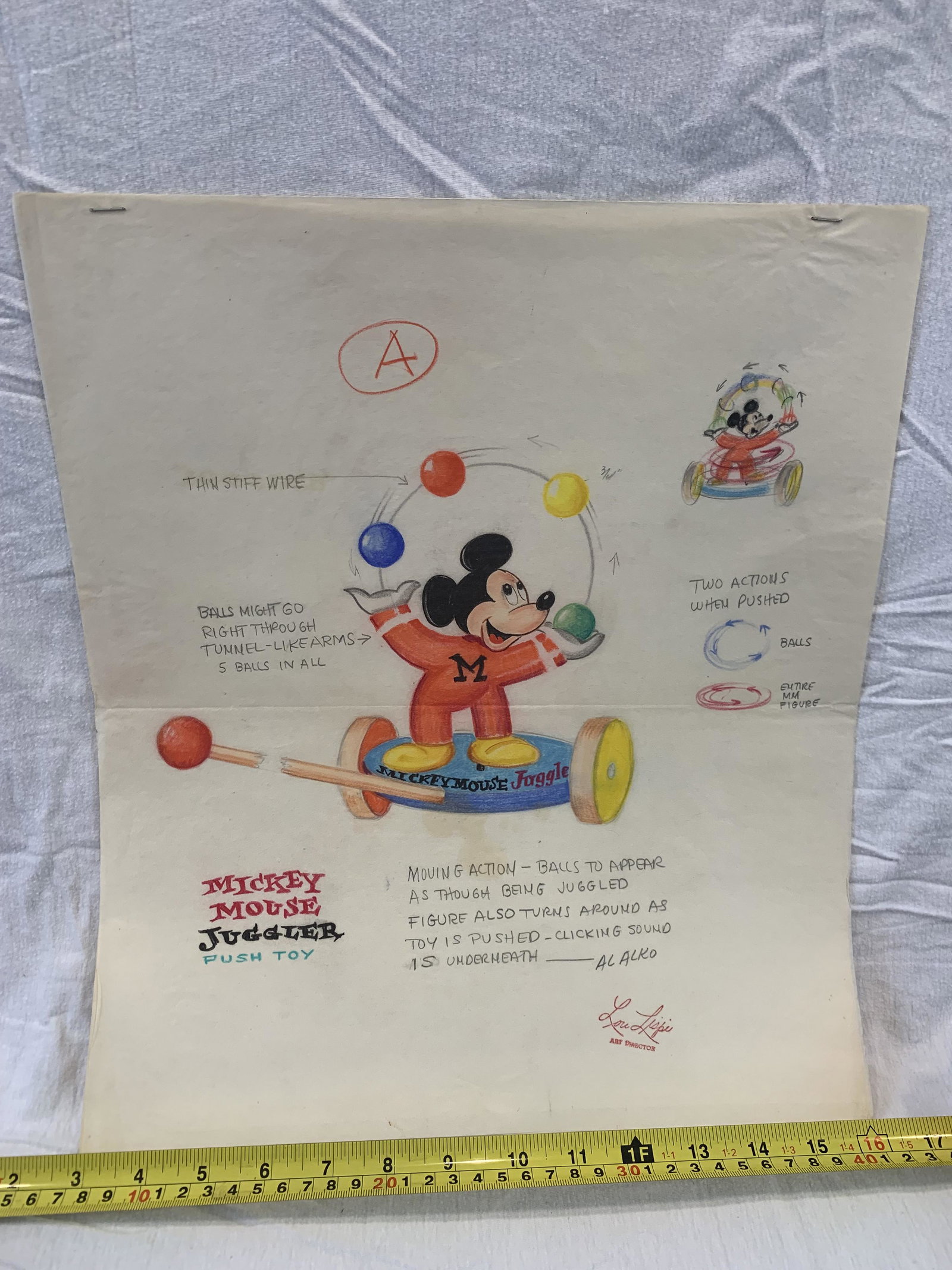 original Louis Lispi art director Disney Concept art for StromBecker Toy Co Mickey pulltoy (1 of 7)