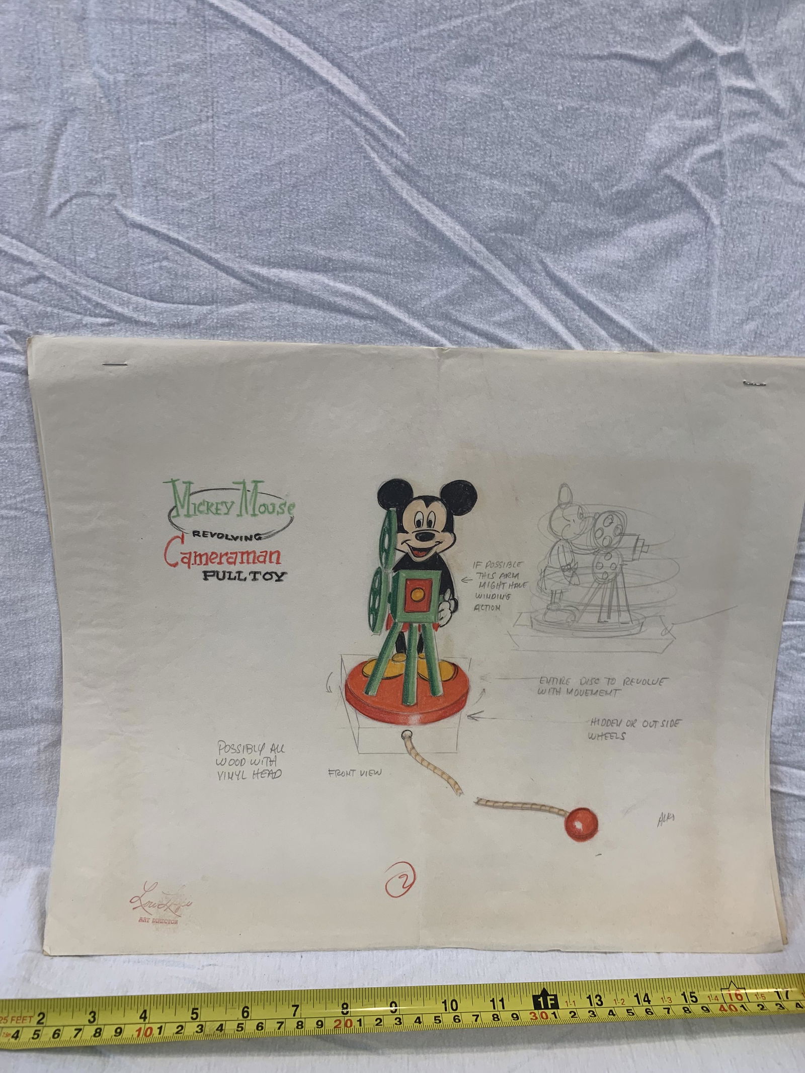 original Louis Lispi art director Disney Concept art for StromBecker Toy Co Mickey pushtoy (1 of 6)