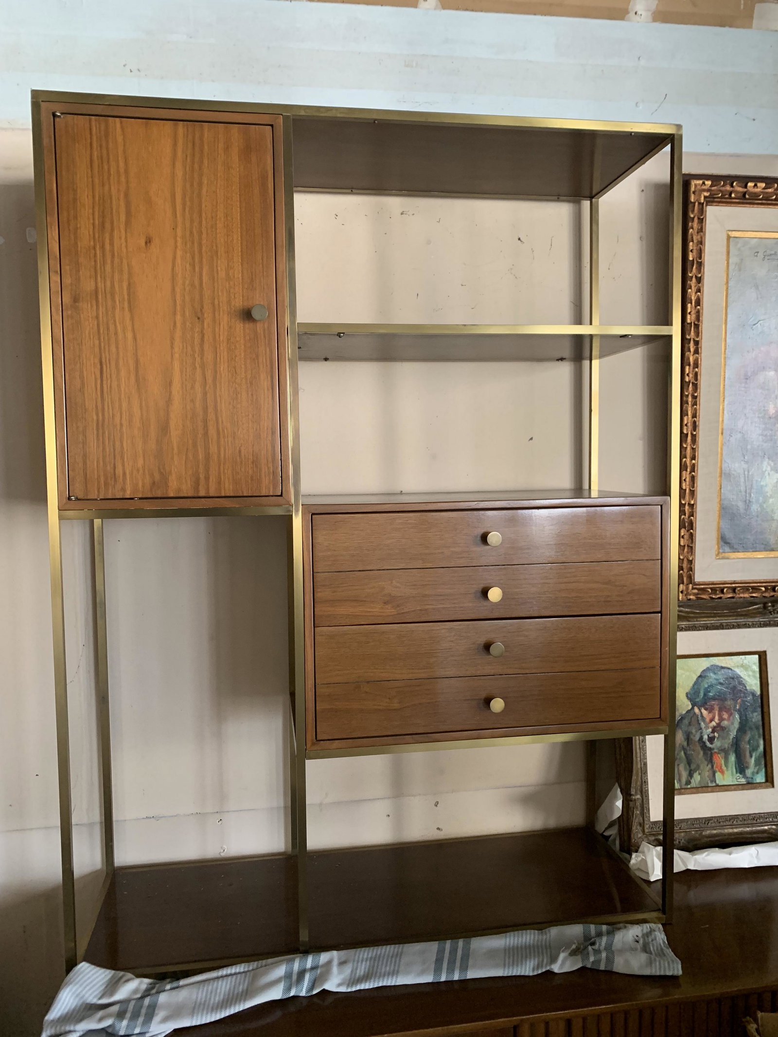 mMid Century Shelving stand: shelving unit measures 48x36x12