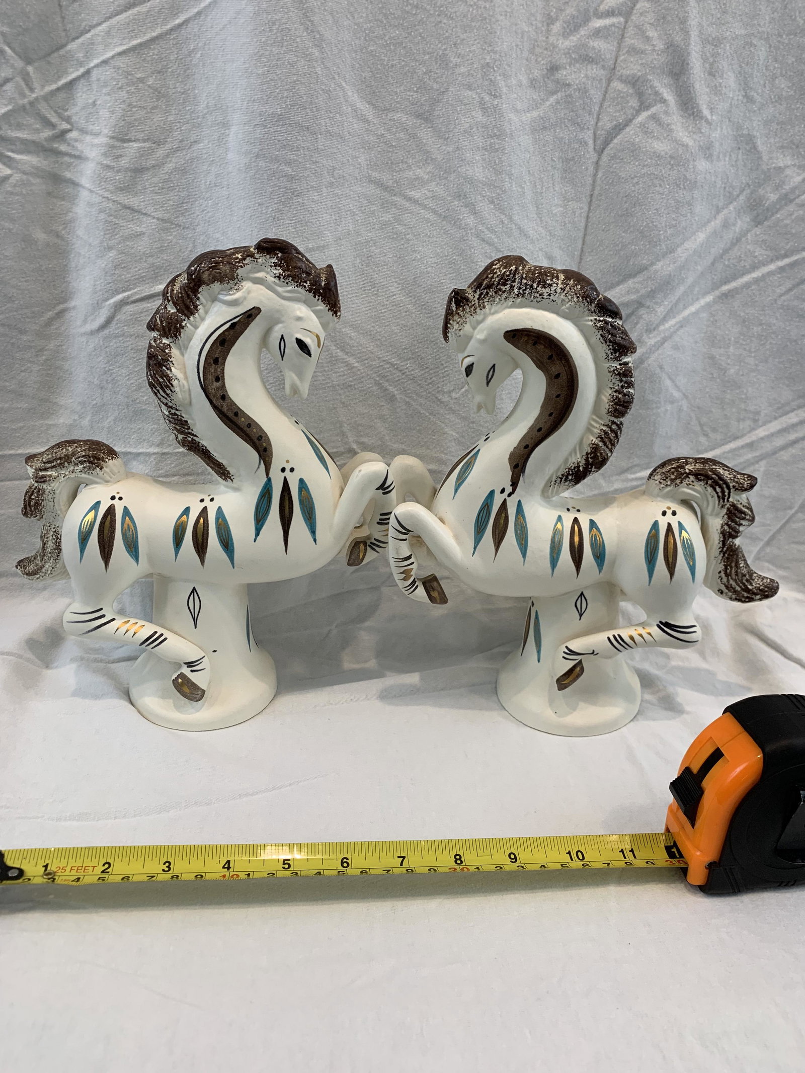 mid century dualing horses: signed Sascha B
