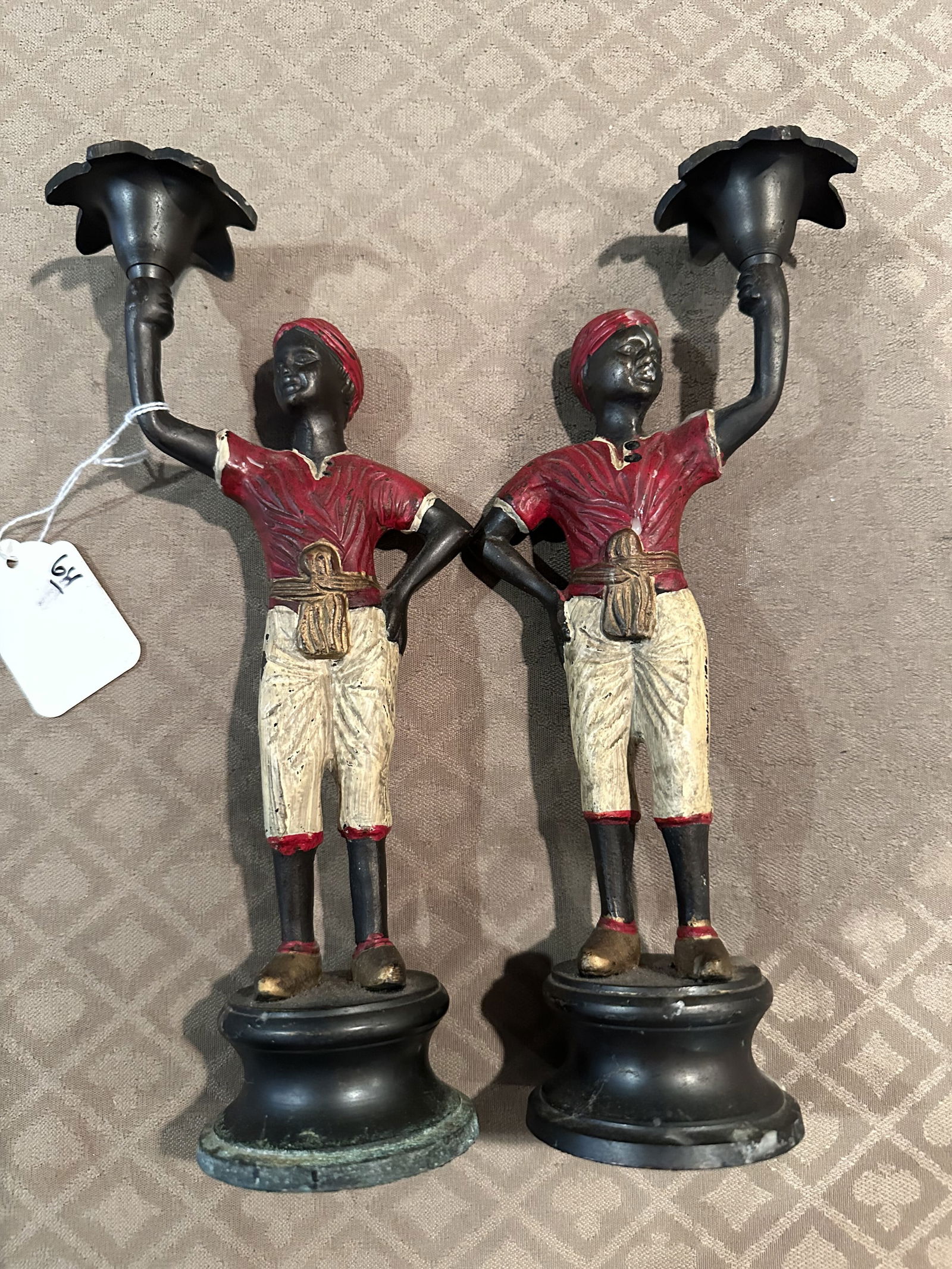 PAIR BRONZE BLACKAMOOR CANDLESTICKS (1 of 2)