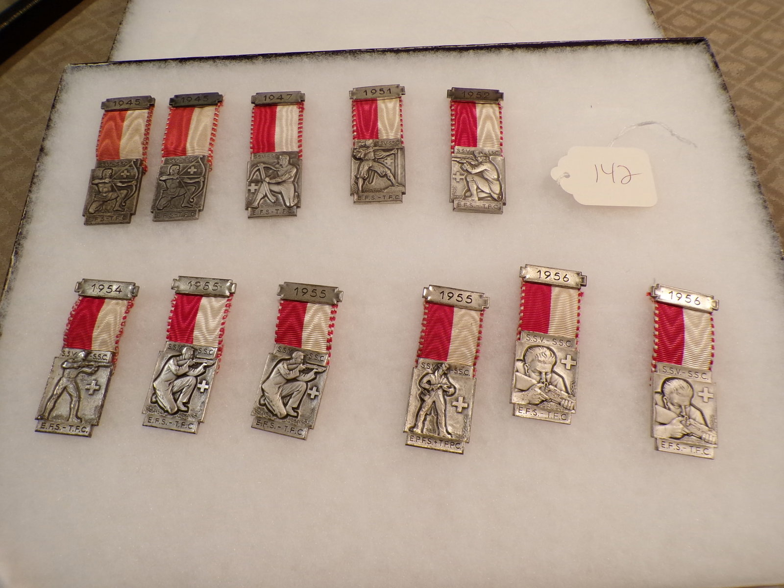 SHOOTING COMPETITION BADGES 1945, 47, 51-52, 54-56: AS SHOWN IF YOU HAVE ANY QUESTIONS PLEASE ASK