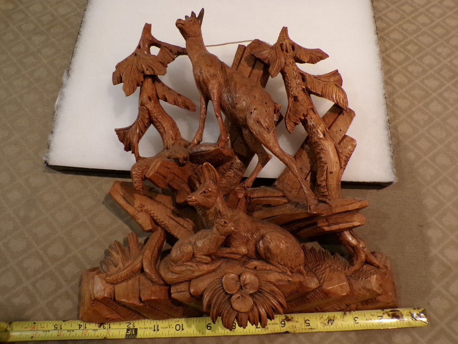 BLACK FOREST CARVED CHAMOIS DEER SCENE: AS SHOWN IF YOU HAVE ANY QUESTIONS PLEASE ASK