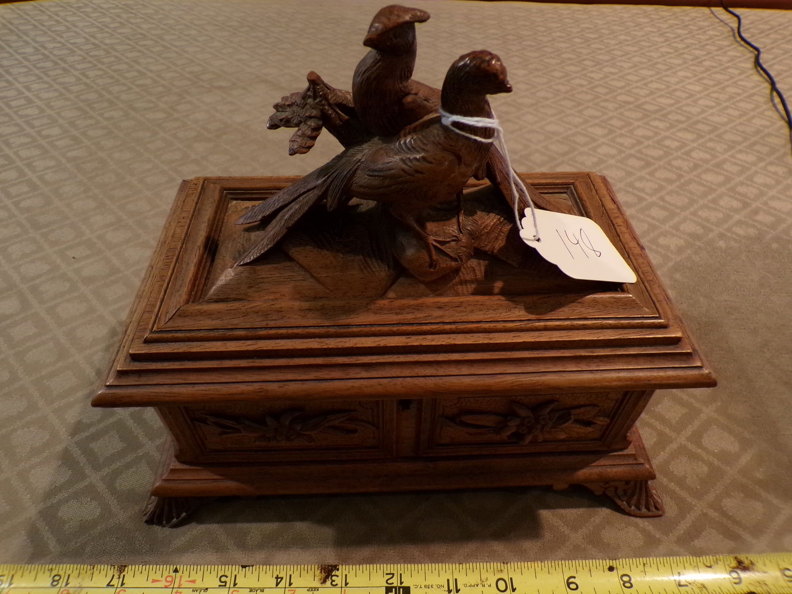 HANDCARVED BLACK FOREST PHEASANT JEWELRY MUSIC BOX (1 of 7)