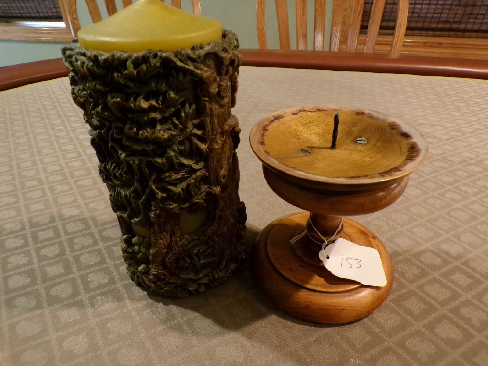 CARVED STAG UNTING SCENE CANDLE WITH HOLDER: AS SHOWN IF YOU HAVE ANY QUESTIONS PLEASE ASK