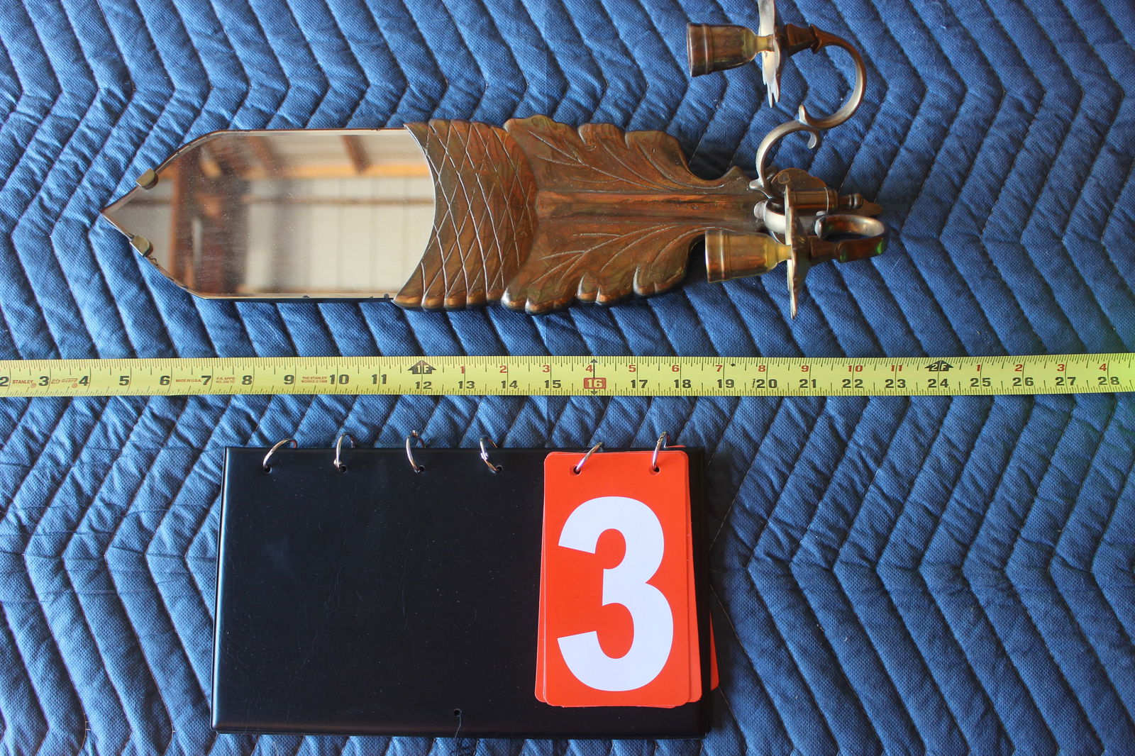 1972 CHAPMAN BRASS CANDLESTICK HOLDER WITH MIRROR: none