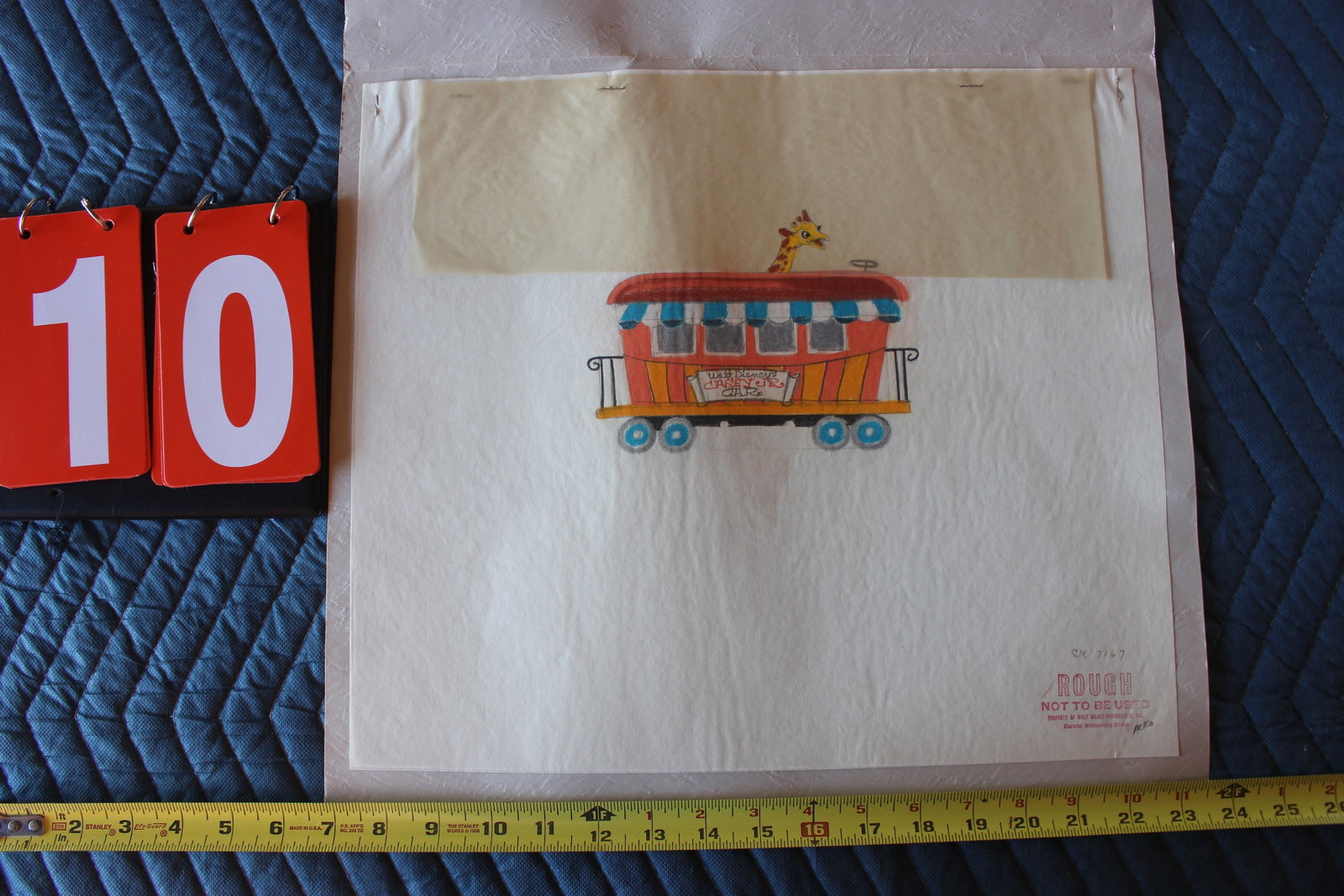 DISNEY PRODUCTIONS CASEY JR CIRCUS CAR WITH GIRAFFE: HANDDRAWN