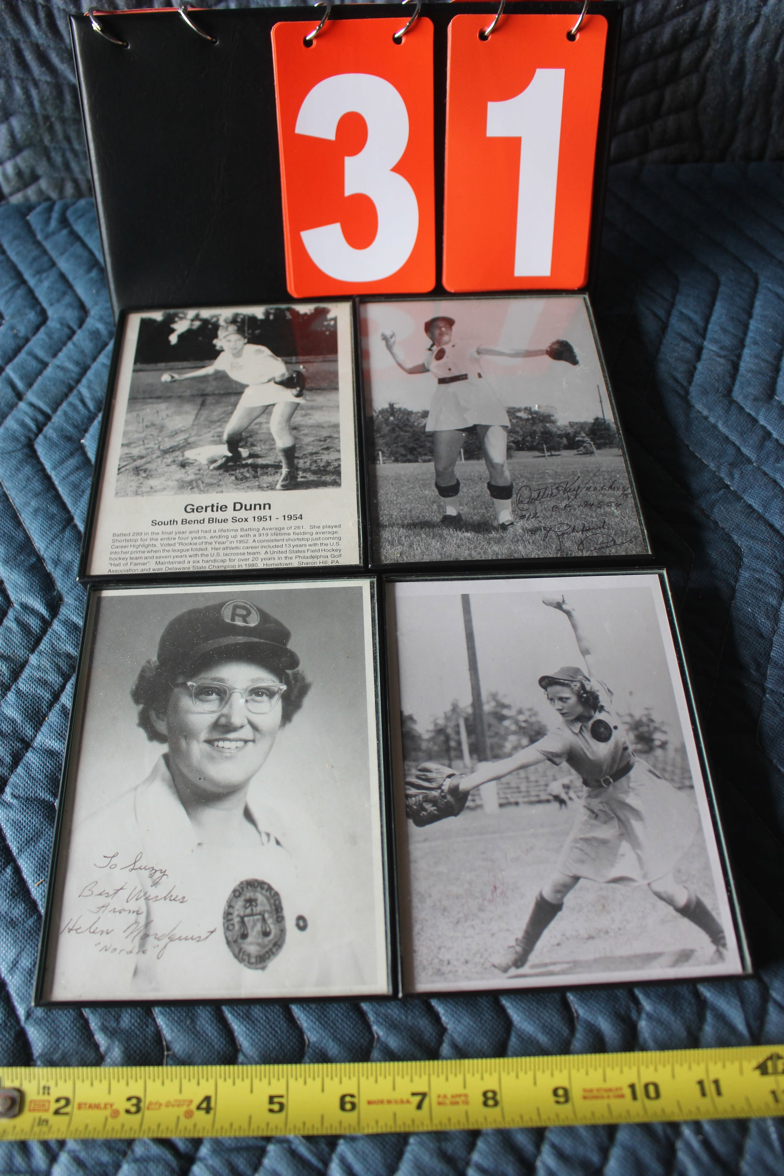 4 AUTOGRAPHED PHOTOS WPBL: AMY APPLEGREN, DOTTIE KEY HELEN NORDQUIST, GERTIE DUNN