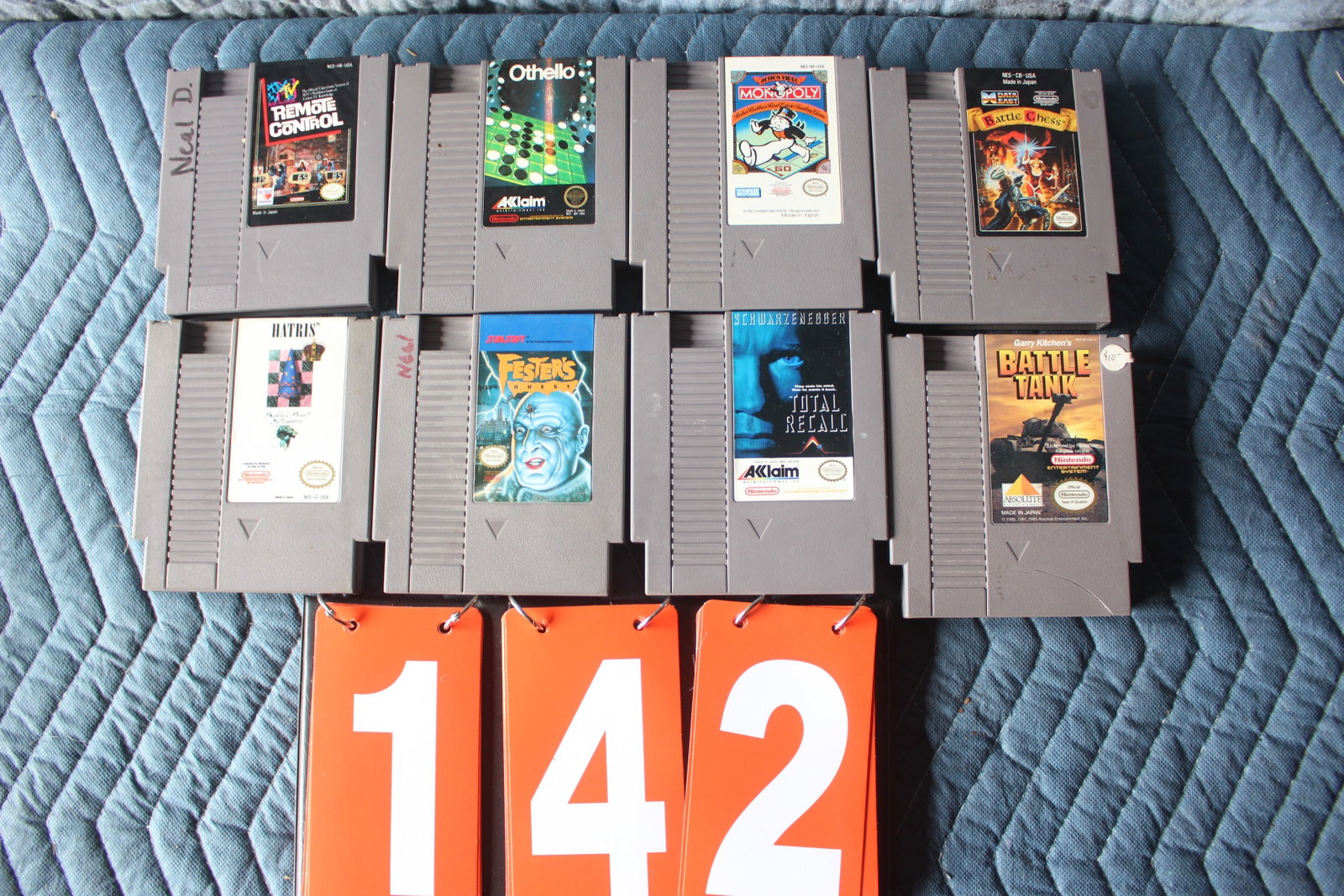 LOT OF NINTENDO NES GAMES (8): CHESS, MONOPOLY, HATRIS, FESTERS, MTV, OTHELLO, TOTAL RECALL, BATTLE TANK
