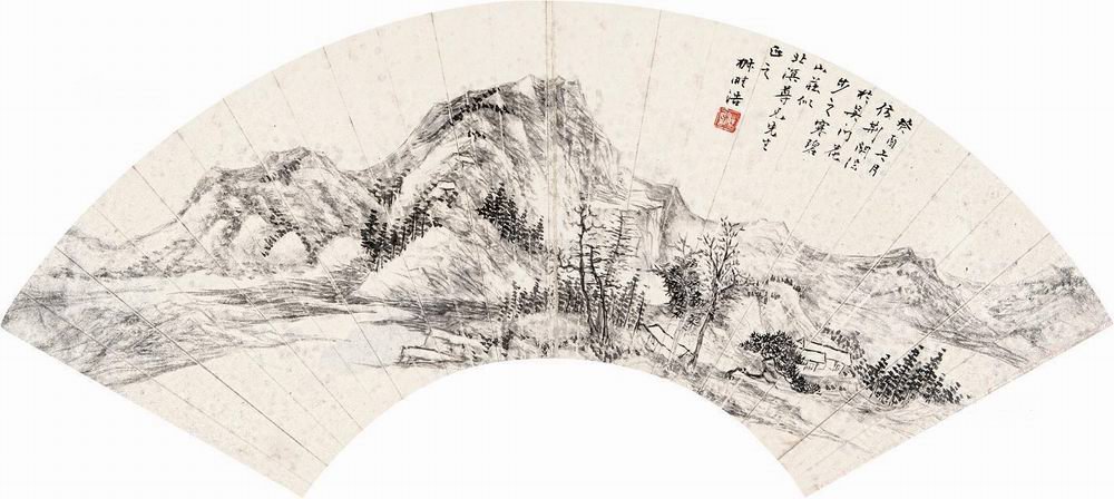 Chinese Fan Painting(Wang Xun Hao): Chinese Fan Painting(Wang Xun Hao),,Length: 53cm Width:17cm.王學浩(1754—1832)字孟養,號椒畦,江蘇昆山人。È