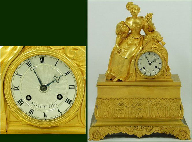 French  Gilt Bronze Lady Peeress Clock (1 of 6)