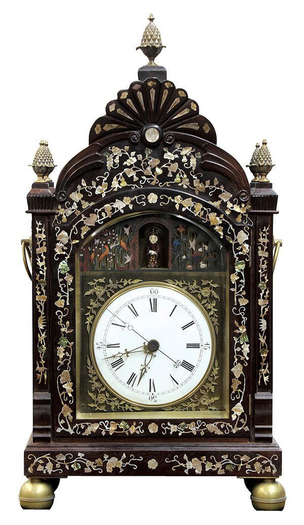 Chinese export inlaid double fusee bracket clock (1 of 6)