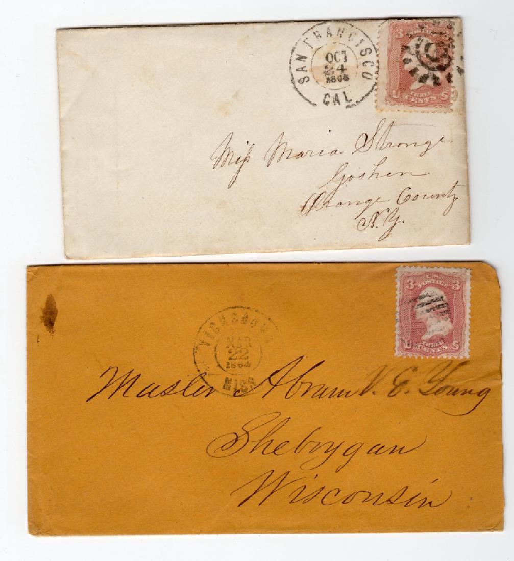 2 US 1864 & 1865 stamp envelope covers (1 of 1)