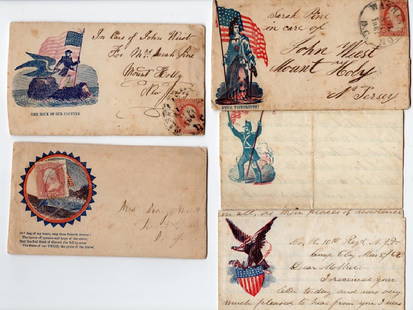 Collection of Civil war covers & letters: Collection of Civil war covers & letters written by soldier to family members (CO. H. 10th Regt. NJV). 1 Feb. 18, 1863 Fort Columbus, NY; 2 Camp Clay Washington March 23, 1865 & March 5, 1862; 1 Dec.